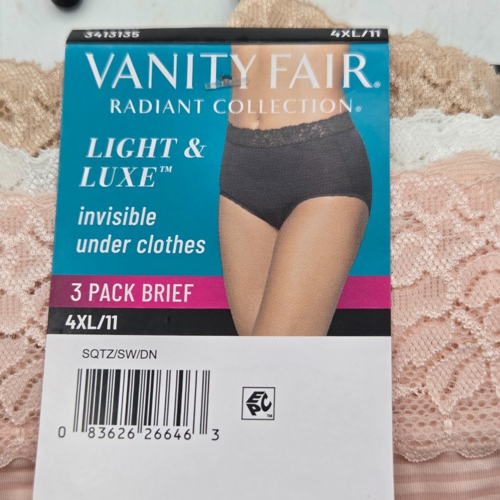 NWT Womens Radiant Vanity Fair 3 Pack Light & Luxe Hi Cut Panties Size 4XL 11‎